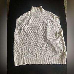 Free People Knit Beige Cream Vest Size Medium mock neck